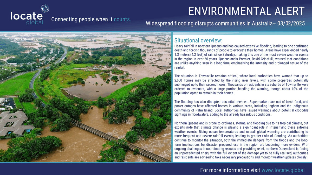 Locate_Global's tweet photo. Locate Global supports organisations with safety, communications, and incident management tools. This week, our updates cover the floods in Australia. Stay informed—sign up for global security updates: https://t.co/kSZOQWSEmx. 

#wildfire #LosAngelesFire #Security https://t.co/honANaDsbo