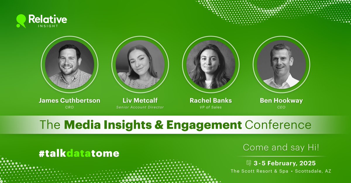 We’re at the The Media Insights &amp; Engagement Conference in Scottsdale today!

Come find the Relative Insight team at our booth and let's talk all things media, insights, and engagement with our team! ✨

#talkdatatome #MIE25
