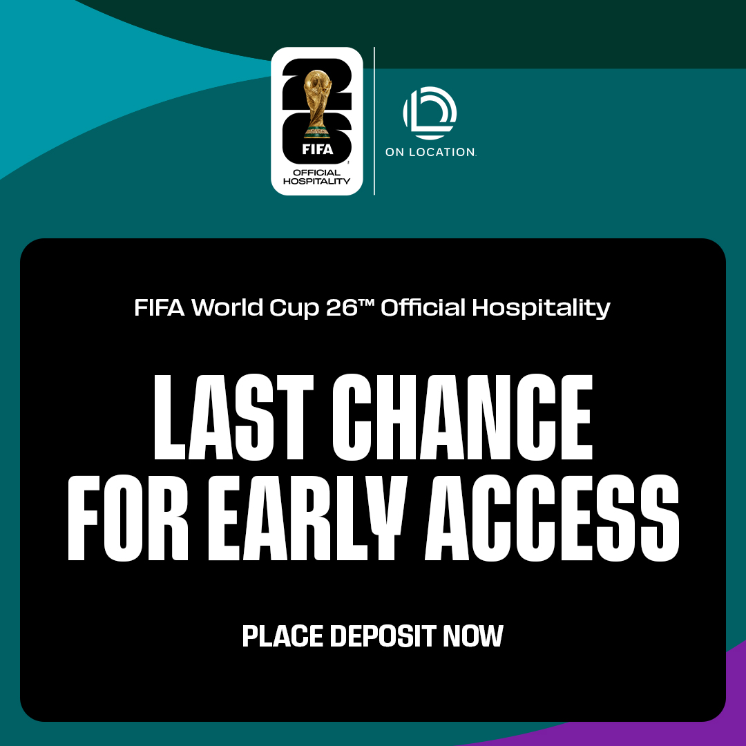 FIFAWorldCup's tweet image. 🚨 Priority Access selling fast 🚨 

Don't miss out on early access to ticket-inclusive hospitality packages.

Level up your game with epic seats, meet-and-greets, and much more.

Get Priority Access: goto.fifa.com/nxRf/cm9ytm7f 

#FIFAWorldCup #OnLocation #WeAre26