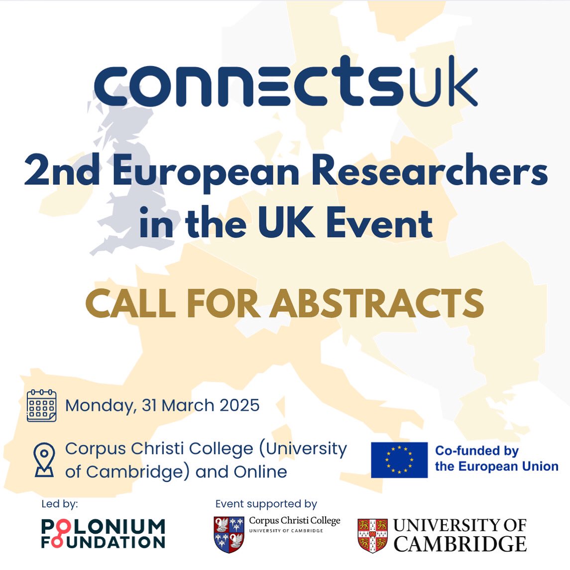 Calling UK-based researchers! Present your work at Cambridge!
The 2nd European Researchers in the UK Event is happening on March 31, 2025, at Corpus Christi College, University of Cambridge.
🔹 Who can apply? Researchers from ALL disciplines &amp; levels
