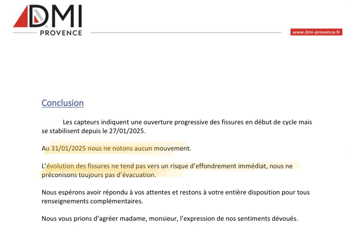PMGanozzi's tweet photo. @sebastiendelogu @marseille Mais vous racontez encore n’importe quoi ! 
Les experts sont passés à plusieurs reprises et ont affirmé qu’il n’y avait pas de danger grave et imminent. Voici leurs conclusions.
Il n’y a pas d’urgence, mais mise à l’abri du bruit et des nuisances des futurs travaux. https://t.co/FtBXSJqMlZ