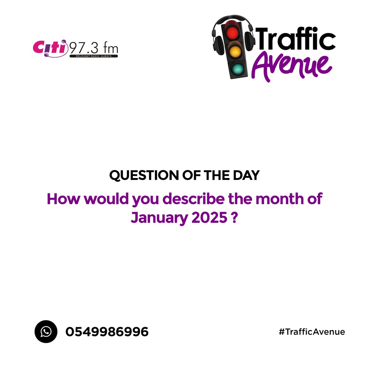 How would you describe the month of January 2025?

<a href="/iamdjmingle/">Daniel Mingle</a> and <a href="/pk_koomsonn/">Ekow Koomson ♉️🫣🐂</a> want to hear from you on the #TrafficAvenue. Tune in!
