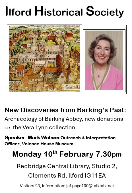 IlfordHistory's tweet image. *** News from the IHS! ***
Our next talk is a week today where the speaker will be Mark Watson on the subject of Barking.
Monday 10th Feb, same time, same place...