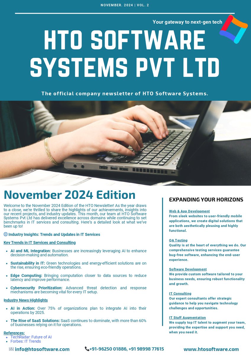 HtoSoftware's tweet photo. Latest Newsletter Edition:🌟 December to Remember, January to Elevate – HTO’s Breakthroughs! Stay inspired. Stay innovative. HTO’s journey in creating a smarter tomorrow!
https://t.co/gjM1zcjZEy

#Newsletter  #htosoftwaresystems #qualitymatters #securefintech https://t.co/onJ3WpLUb9