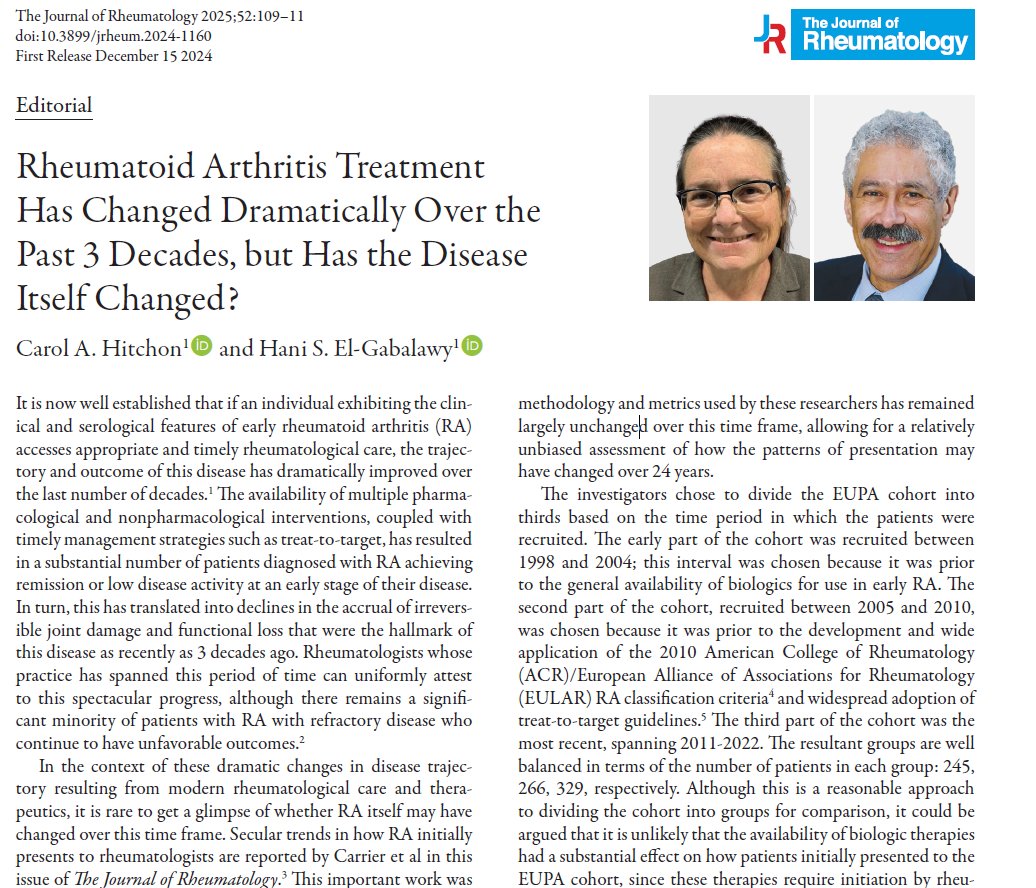 jrheum's tweet photo. Editorial

Rheumatoid Arthritis Treatment Has Changed Dramatically Over the Past 3 Decades, but Has the Disease Itself Changed?

📖 https://t.co/kkt93oSKuC
@UM_RadyFHS 

#diseaseactivity #comorbidities #rheumatoidarthritis https://t.co/ti85BcpvYE