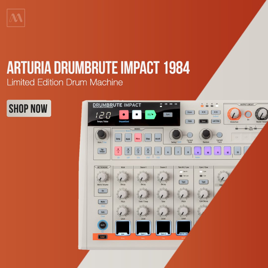 The classic Drumbrute Impact analogue drum machine from Arturia just got a fresh new, limited edition, paint job - calling on the iconic drum machines of the past. 🥁

Pre-Order Today! musicmatter.co.uk/arturia-drumbr…

 #musicproducer #electronicmusic #arturia #drums #drumpad