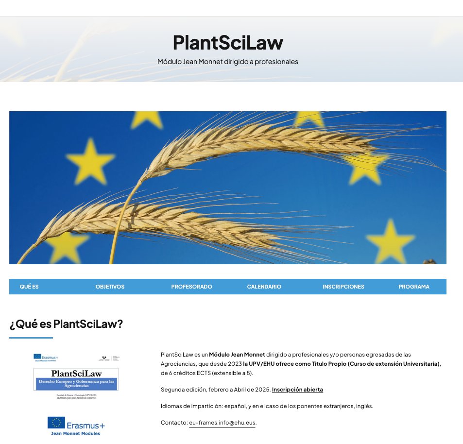 SEBP (@newssebp) on Twitter photo 📌PlantSciLaw: Derecho y Gobernanza Europea para las Agrociencias. Curso de Extensión Universitaria. Segunda Edición.
📅24 feb 2025.
+info:
euframes.com/projects/plant…
✉️eu-frames.info@ehu.eus
Directoras: Leire Escajedo San-Epifanio y Mª Begoña González Moro. 📌PlantSciLaw: Derecho y Gobernanza Europea para las Agrociencias. Curso de Extensión Universitaria. Segunda Edición.
📅24 feb 2025.
+info:
euframes.com/projects/plant…
✉️eu-frames.info@ehu.eus
Directoras: Leire Escajedo San-Epifanio y Mª Begoña González Moro.