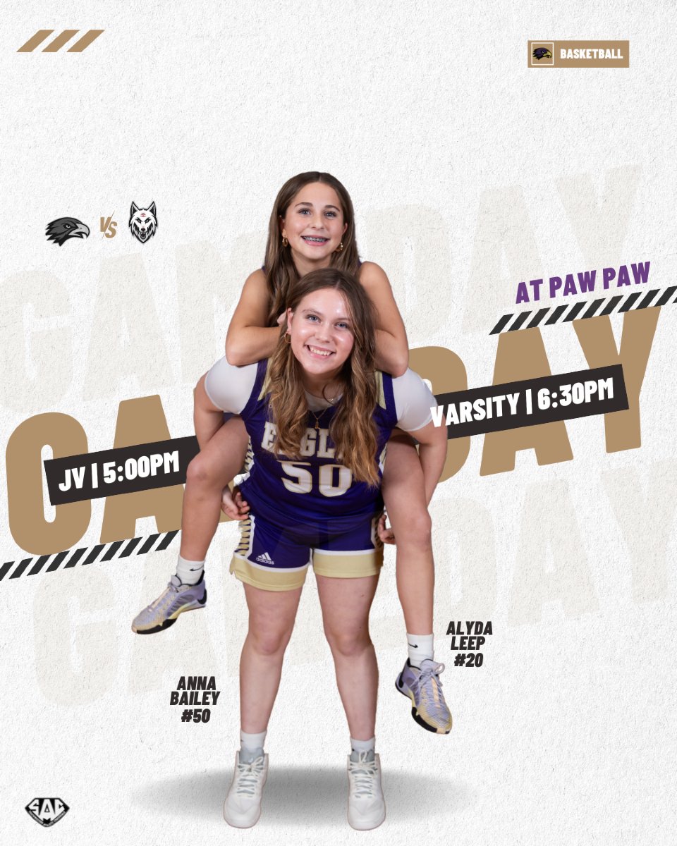 🔥GAME DAY!🔥 Our Lady Eagles will face off against the Redwolves of Paw Paw in an away match up. Junior varsity will kick it off at 5:00pm with Varsity to follow at 6:30pm. Come out and support your eagles! 🦅#goeagles