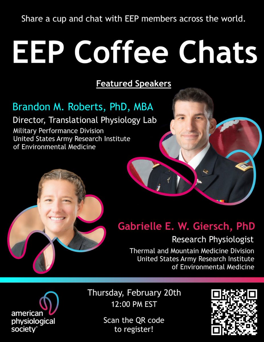 Jason Keeler, PhD (@jasonkeelerphd) on Twitter photo Join myself and <a href="/VietDinhSci/">Viet Dinh, MS</a> for the next <a href="/APSEEPSection/">APS EEP Section</a> Coffee Chat with <a href="/gabegiersch/">Gabrielle E. W. Giersch</a> and <a href="/BM_Roberts_SkM/">Brandon Roberts, PhD, MBA, CSCS, TSAC-F, CISSN</a> as we discuss life at a DOD lab and how science is done in a military setting. 👇
Post questions in the comments for our guests.
<a href="/APSPhysiology/">American Physiological Society</a> <a href="/ACSM_Military/">ACSM Military & Tactical Athlete Interest Group</a> <a href="/ACSM_EOPIG/">ACSM EOPIG</a> Join myself and <a href="/VietDinhSci/">Viet Dinh, MS</a> for the next <a href="/APSEEPSection/">APS EEP Section</a> Coffee Chat with <a href="/gabegiersch/">Gabrielle E. W. Giersch</a> and <a href="/BM_Roberts_SkM/">Brandon Roberts, PhD, MBA, CSCS, TSAC-F, CISSN</a> as we discuss life at a DOD lab and how science is done in a military setting. 👇
Post questions in the comments for our guests.
<a href="/APSPhysiology/">American Physiological Society</a> <a href="/ACSM_Military/">ACSM Military & Tactical Athlete Interest Group</a> <a href="/ACSM_EOPIG/">ACSM EOPIG</a>