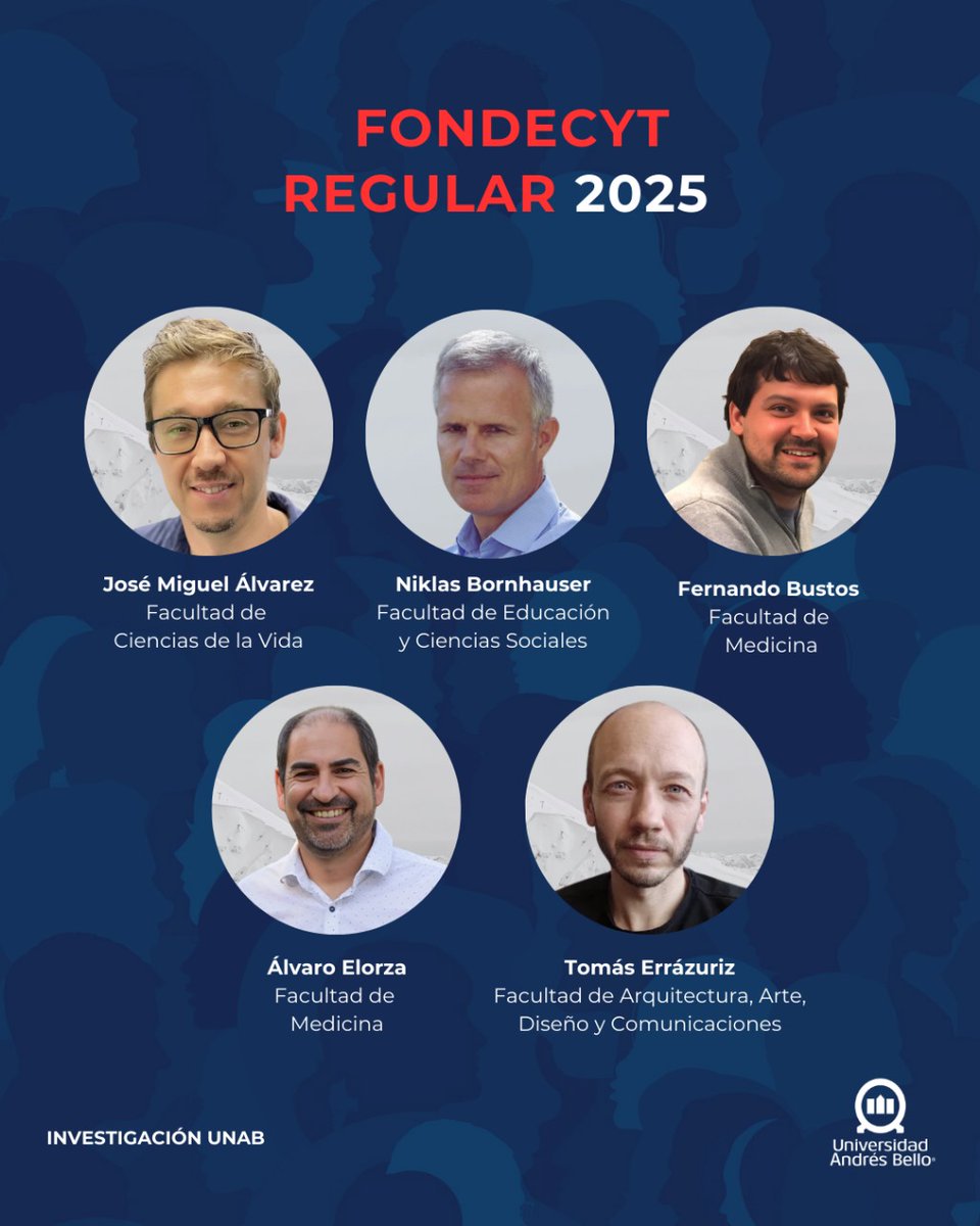Vrid_Unab's tweet photo. ¡Conoce a los/as 31 investigadores/as UNAB que adjudicaron proyectos Fondecyt Regular 2025!
Felicitaciones a todos y todas por este gran logro.
Investigación UNAB, hacia la vanguardia en el desarrollo de la ciencia nacional. https://t.co/k2CQ5Oi0Xv