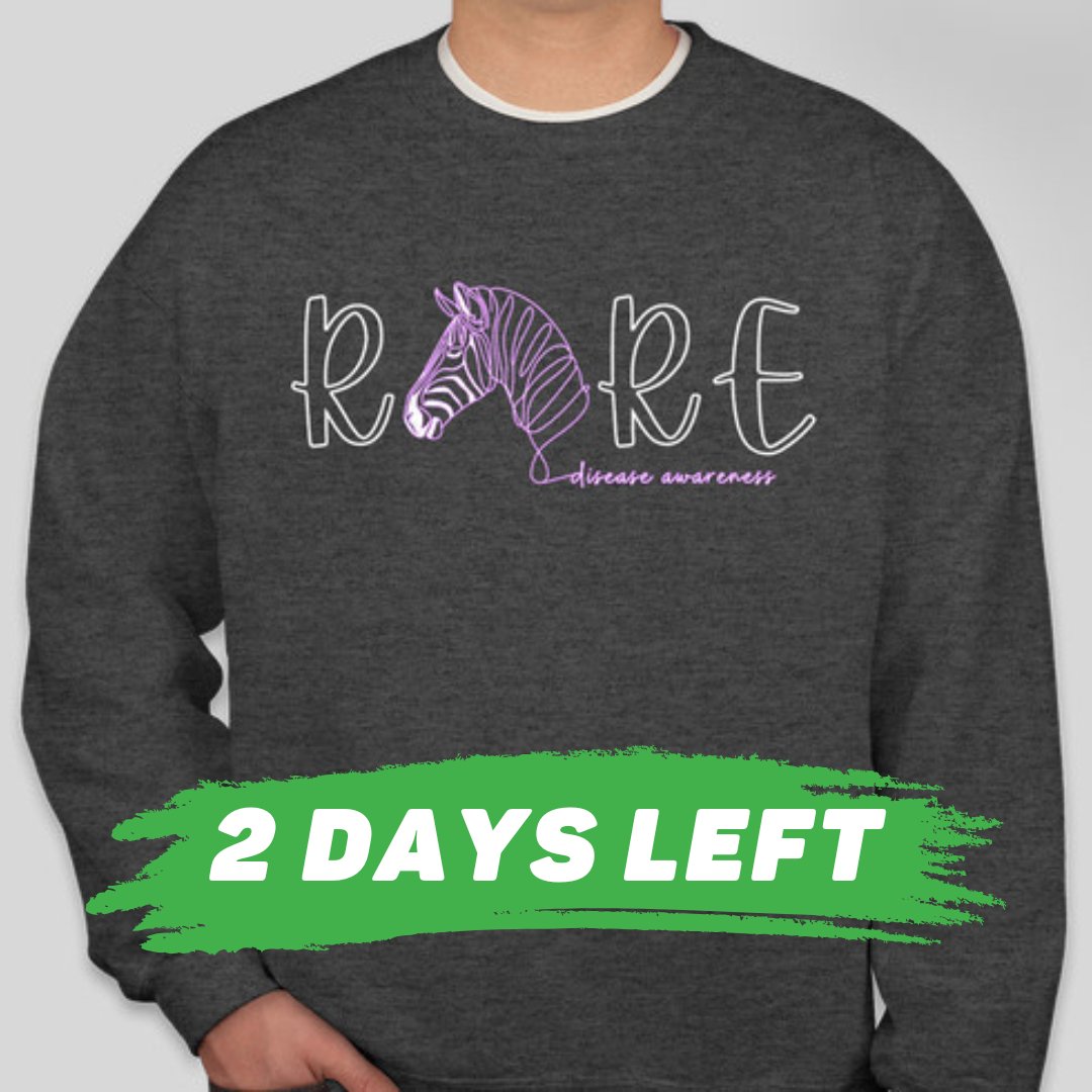 Last chance! Only 2 days left to pre-order your limited-edition RARE sweatshirt! 💜 

Support #RareDiseaseDay &amp; raise awareness for #KDM5C and all #rare diseases.

Proceeds benefit the KARES Foundation. Order now at customink.com/fundraising/RD…

#ShareYourColors #ShowYourStripes 🦓