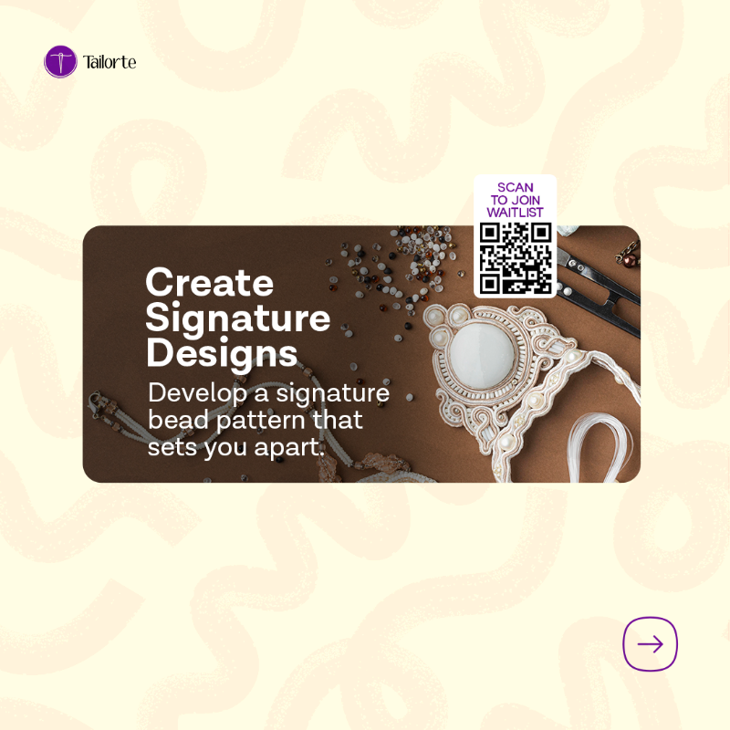 TailorteApp's tweet photo. Are you a Beadmaker? Stay ahead in the fashion industry with Tailorte, the ultimate app for fashion creators.
๐ Join the waitlist for early access to exclusive insights!
#Tailorte #FashionTech #Beadmakers #JewelryDesign #HandmadeJewelry #FashionBusiness