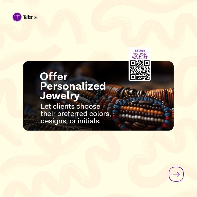TailorteApp's tweet photo. Are you a Beadmaker? Stay ahead in the fashion industry with Tailorte, the ultimate app for fashion creators.
๐ Join the waitlist for early access to exclusive insights!
#Tailorte #FashionTech #Beadmakers #JewelryDesign #HandmadeJewelry #FashionBusiness