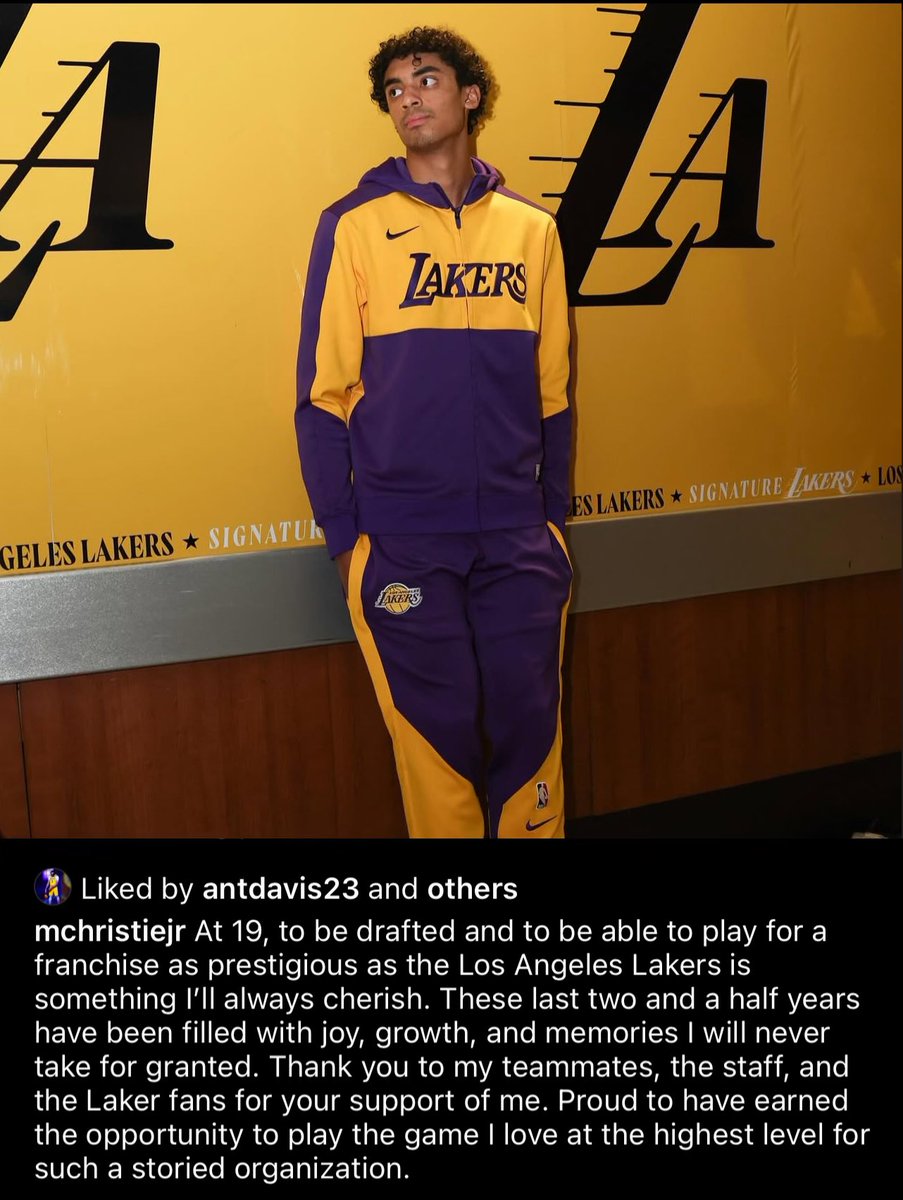 LakeShowYo's tweet image. Max Christie says farewell to the Lakers 💜💛