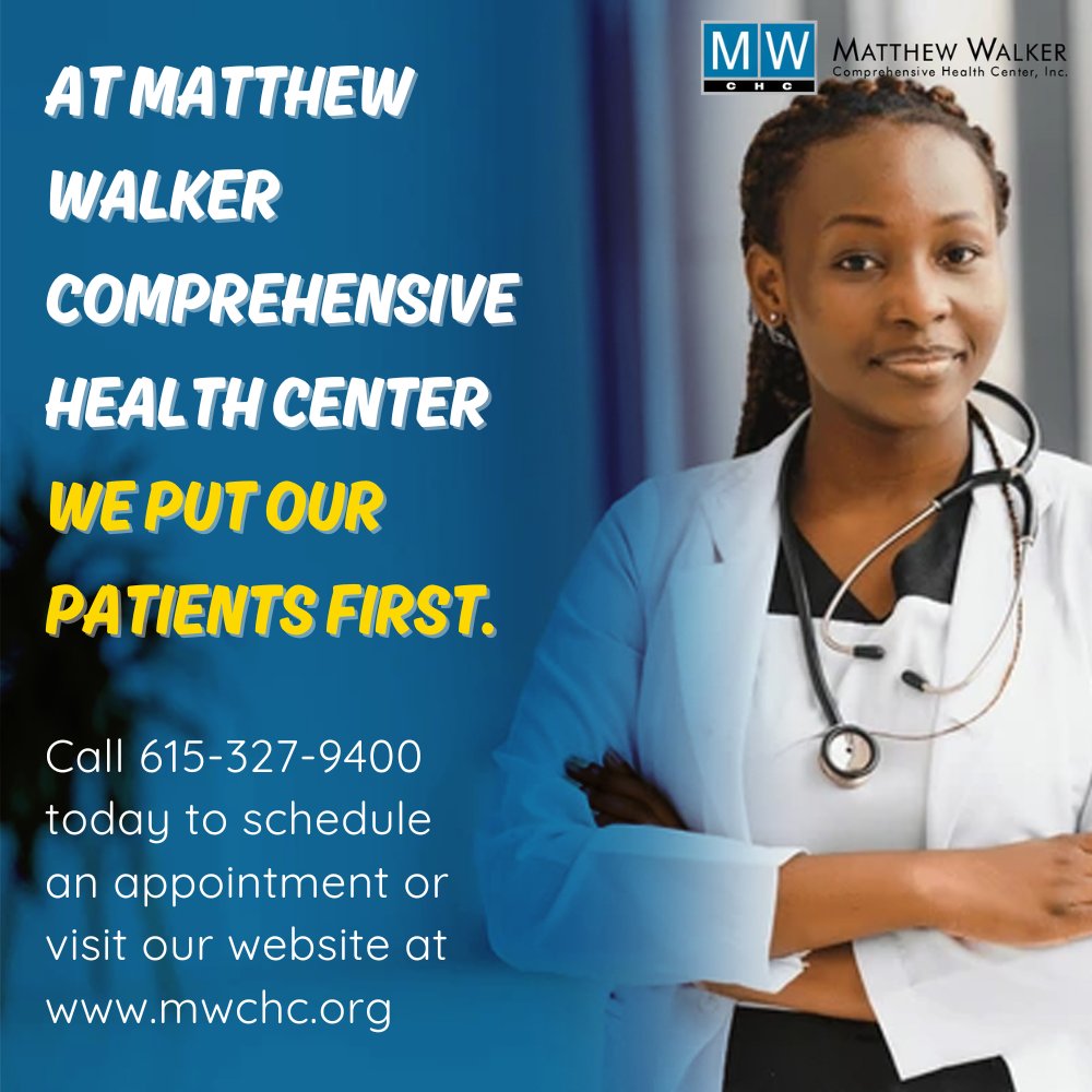 At Matthew Walker Comprehensive Health Center, YOU are our priority. 💙 From checkups to specialized care, we’re here to serve you with excellence and compassion. Call us today at 615-327-9400 or visit mwchc.org to schedule your next appointment.