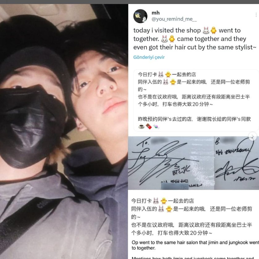 can we talk about Jm and Jk going to a hair saloon together😭

"Op went to same hair salon that Jimin and Jungkook went together and how both Jm and Jk came together and even got their hair cut by the same stylist"

the person who shared this post shared it on January 19