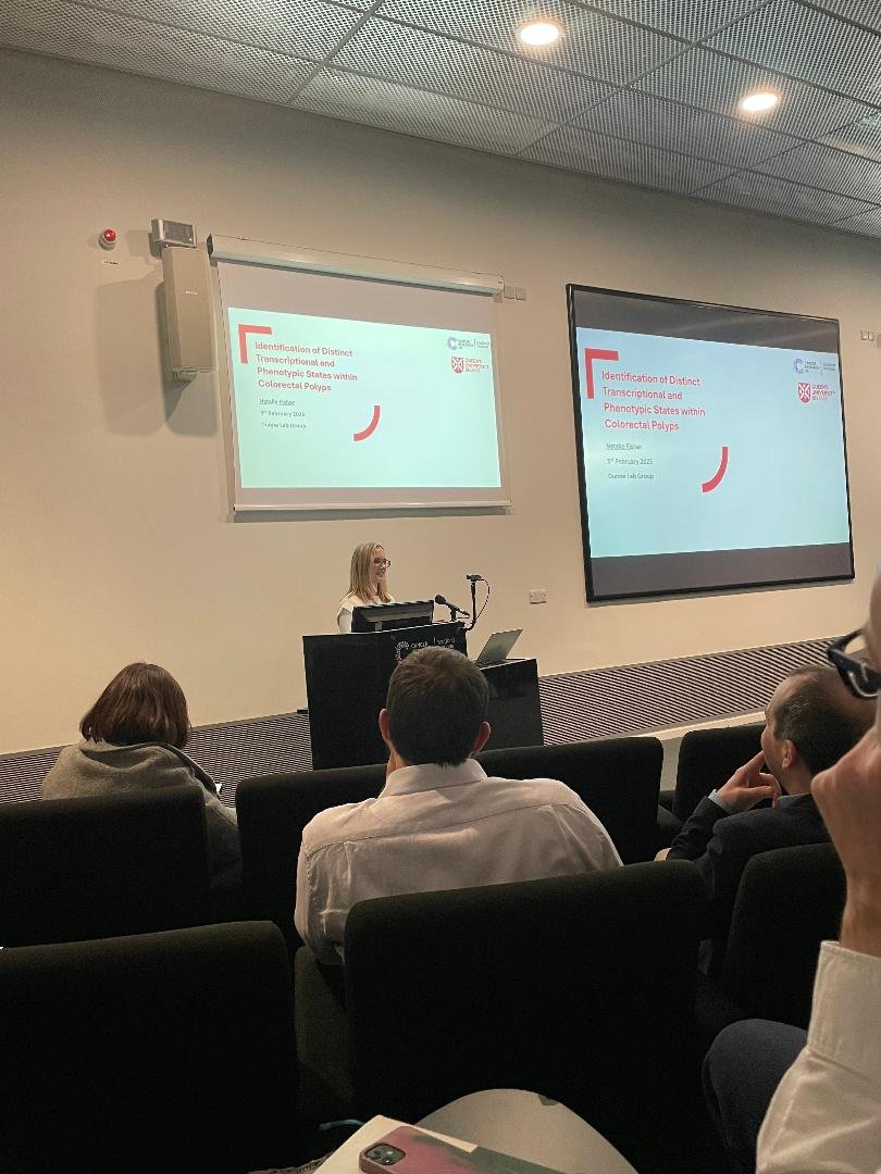 Edwards Lab (@labedwards) on Twitter photo 🚨Subgroups left us speechless 🤯
<a href="/NatalieFisher03/">Natalie Fisher</a> of <a href="/QUBelfast/">Queen's University Belfast 🎓</a> gave a fascinating talk on distinct transcriptional and phenotypic states within colorectal polyps!
#BowelCancer #ColorectalCancer #Research #CRCThemeDay2025 🚨Subgroups left us speechless 🤯
<a href="/NatalieFisher03/">Natalie Fisher</a> of <a href="/QUBelfast/">Queen's University Belfast 🎓</a> gave a fascinating talk on distinct transcriptional and phenotypic states within colorectal polyps!
#BowelCancer #ColorectalCancer #Research #CRCThemeDay2025