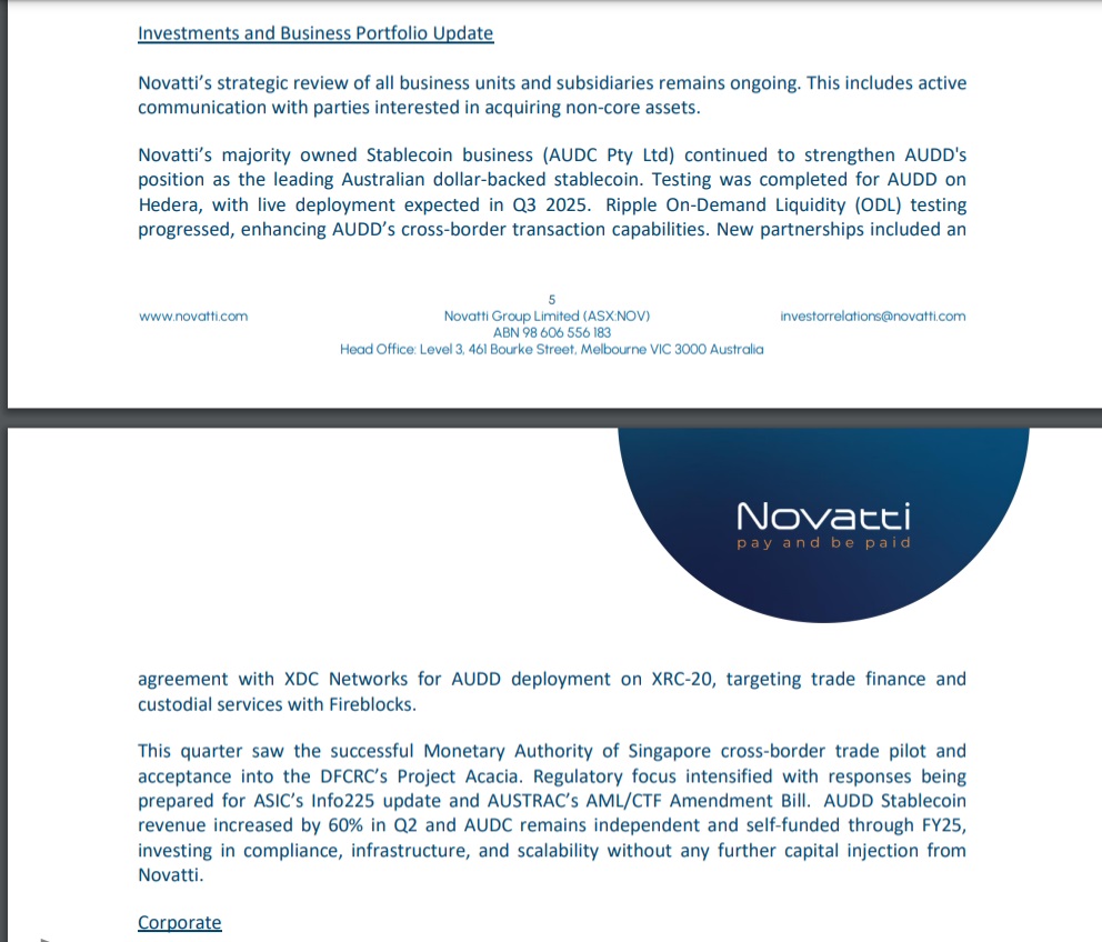 RealAllinCrypto's tweet photo. 🚨BREAKING: An Australian stablecoin $AUDD is due to launch on Hedera $HBAR in Q3 2025 by Novatti alongside additional Ripple $XRP liquidity testing for cross-border transactions. https://t.co/143jzq8GB2