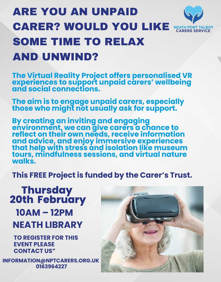 Come along to Neath Library on Thursday, February 20th, from 10 AM to 12 PM for what is sure to be a fantastic experience.

#connection #positivethoughts #lifestyle #mindfulliving #metime #therapy
#dementia #care #caregiving