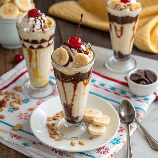 quickyrecipes_'s tweet photo. A classic banana split, now in a creamy, dreamy milkshake! 🍌🍦🍒✨ #MilkshakeLove #BananaSplitVibes #SweetIndulgence https://t.co/HtO2c4aKXZ