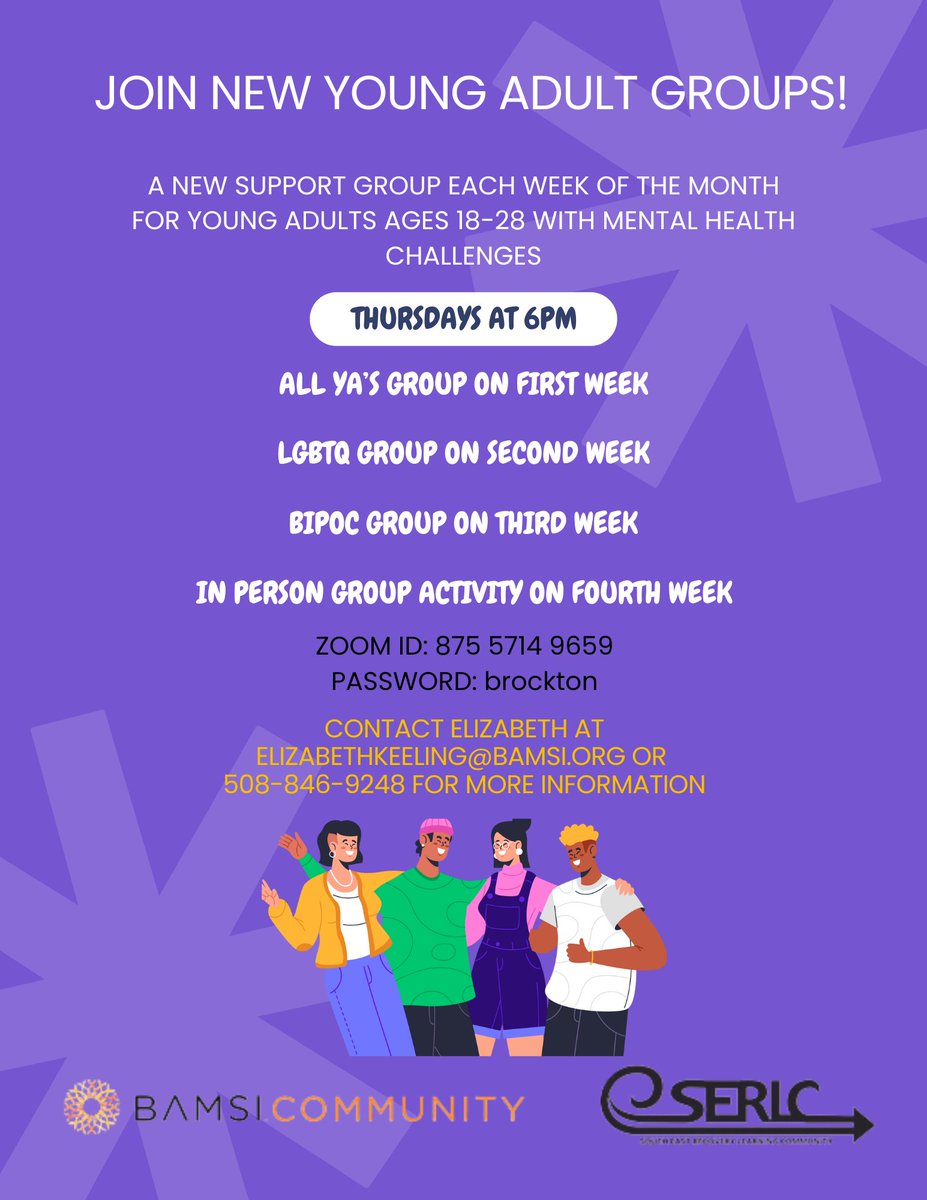 The TAY program at the Brockton RCC has recently undergone some schedule/planned activity changes. All groups now take place on Thursdays at 6pm and topics change depending on the week. Feel free to DM or contact Elizabeth for more information!