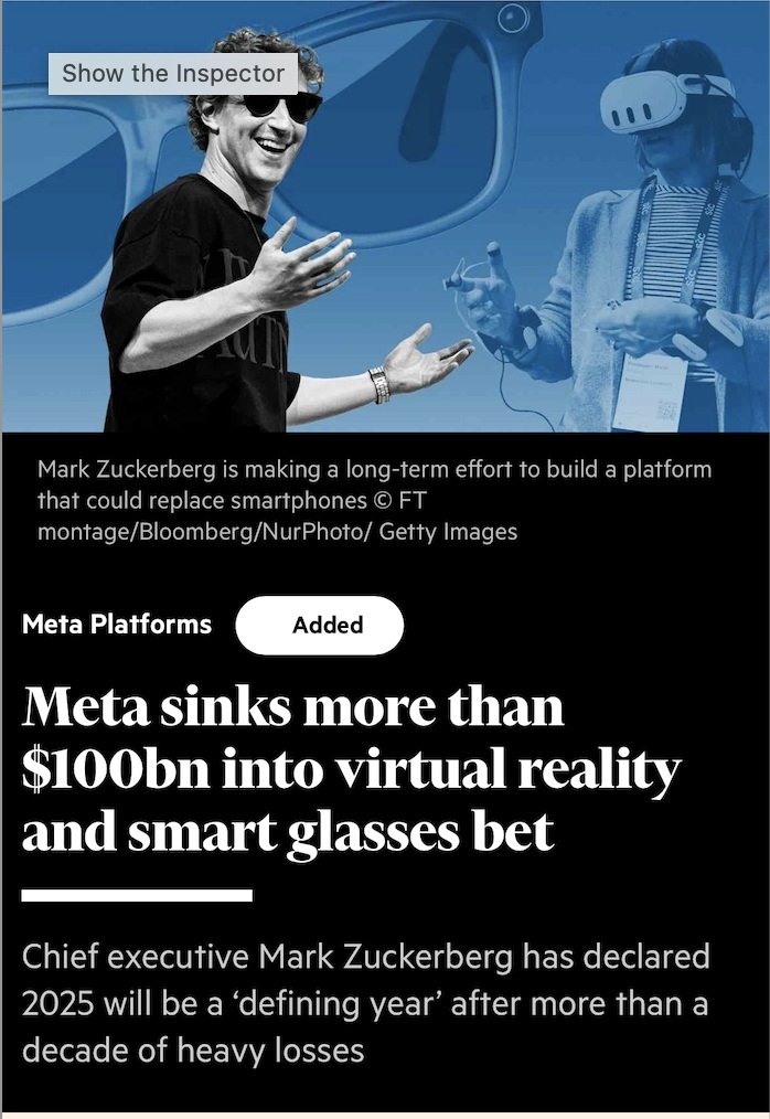 ben_candas's tweet photo. It’s always amusing to see the same negative article pop up every quarter.

Two things seem to go over people’s heads:

1. Meta is investing to own the next computing platform. Most outside the industry don’t seem to understand how Apple’s App Store dominance shapes tech, or why Meta is taking the long-term approach.

2. Meta’s cash-printing core business gives Zuckerberg the freedom to make these bets.

Don’t act surprised when this same headline shows up next quarter.