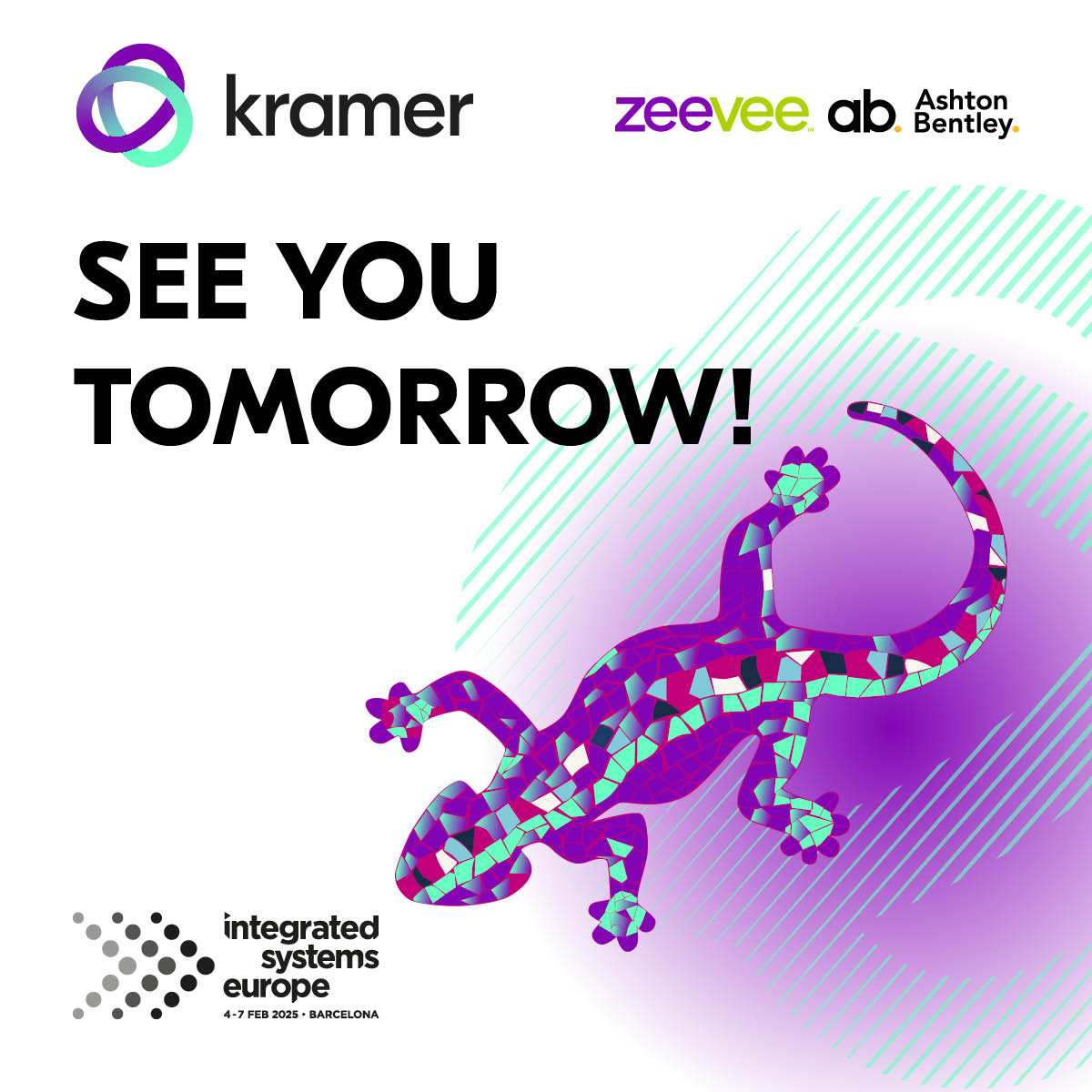 Our team is all set at Booth 3D300, ISE 2025! Whether you're interested in AVSM, Control, UCC, or AVoIP, we've got you covered. Stop by, and let's connect!​
​
See you tomorrow! ​

#ISE2025 #Kramer #KramerAV #proAV #avtech #Avtweeps