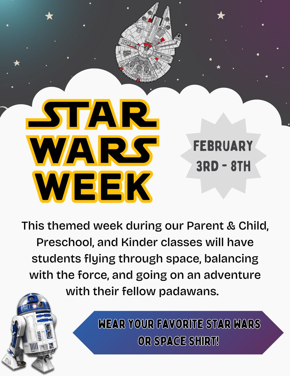 ThompsonsGym's tweet photo. It’s Star Wars week this week at the gym!

#starwars #gymnastics #thompsonsgym #themeweek #space https://t.co/HAoFytGvWg