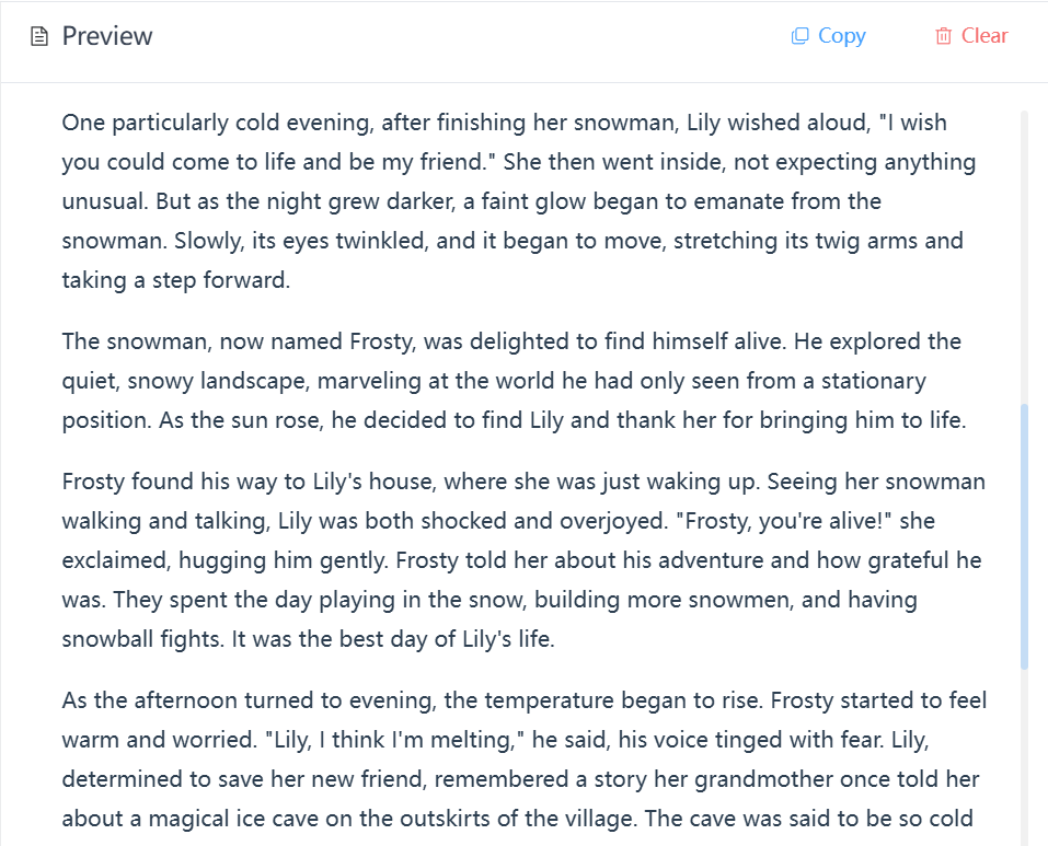 AIBlog_website's tweet image. a story about  the snowman.  
generated by AIBlog.
hope you will iie it. 🥰
#aistory #story