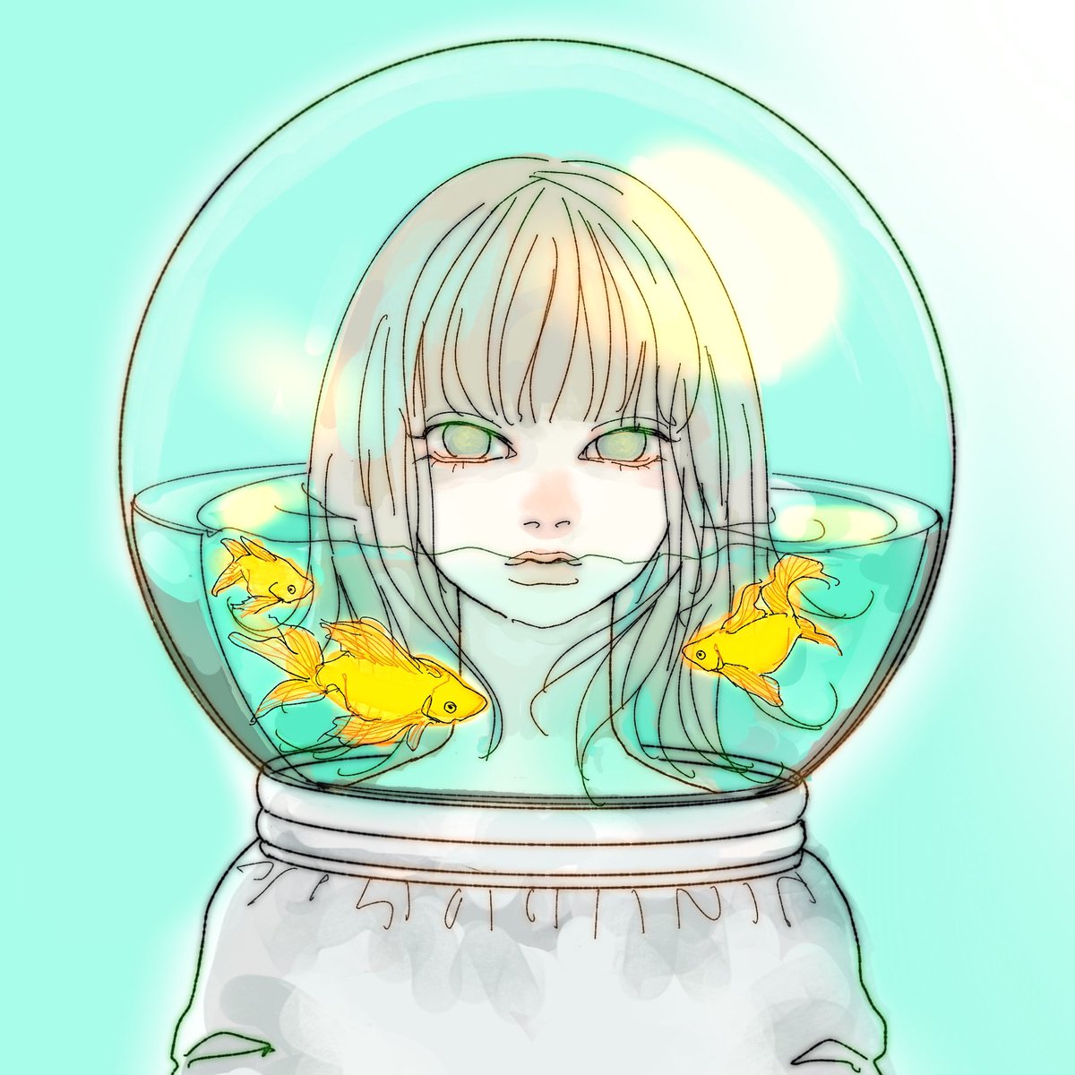 「ウェアラブル金魚鉢でも、コレ着てどこに行くの… 」|安藤のイラスト