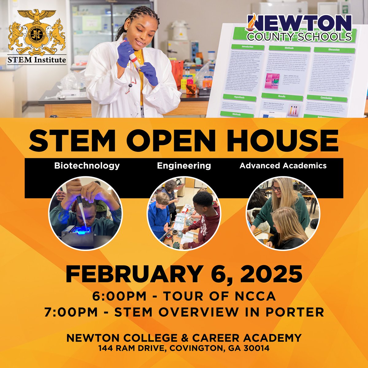 NCSS (@newtoncoschools) on Twitter photo Attention Parents of 8th Grade Students: <a href="/NCCA_STEM/">NCCA STEM Institute</a> will host an Open House for Rising Freshmen interested in the program this Thursday, February 6 at 6:00 PM.
Read our press release for more details: newtoncountyschools.org/departments/pu… Attention Parents of 8th Grade Students: <a href="/NCCA_STEM/">NCCA STEM Institute</a> will host an Open House for Rising Freshmen interested in the program this Thursday, February 6 at 6:00 PM.
Read our press release for more details: newtoncountyschools.org/departments/pu…