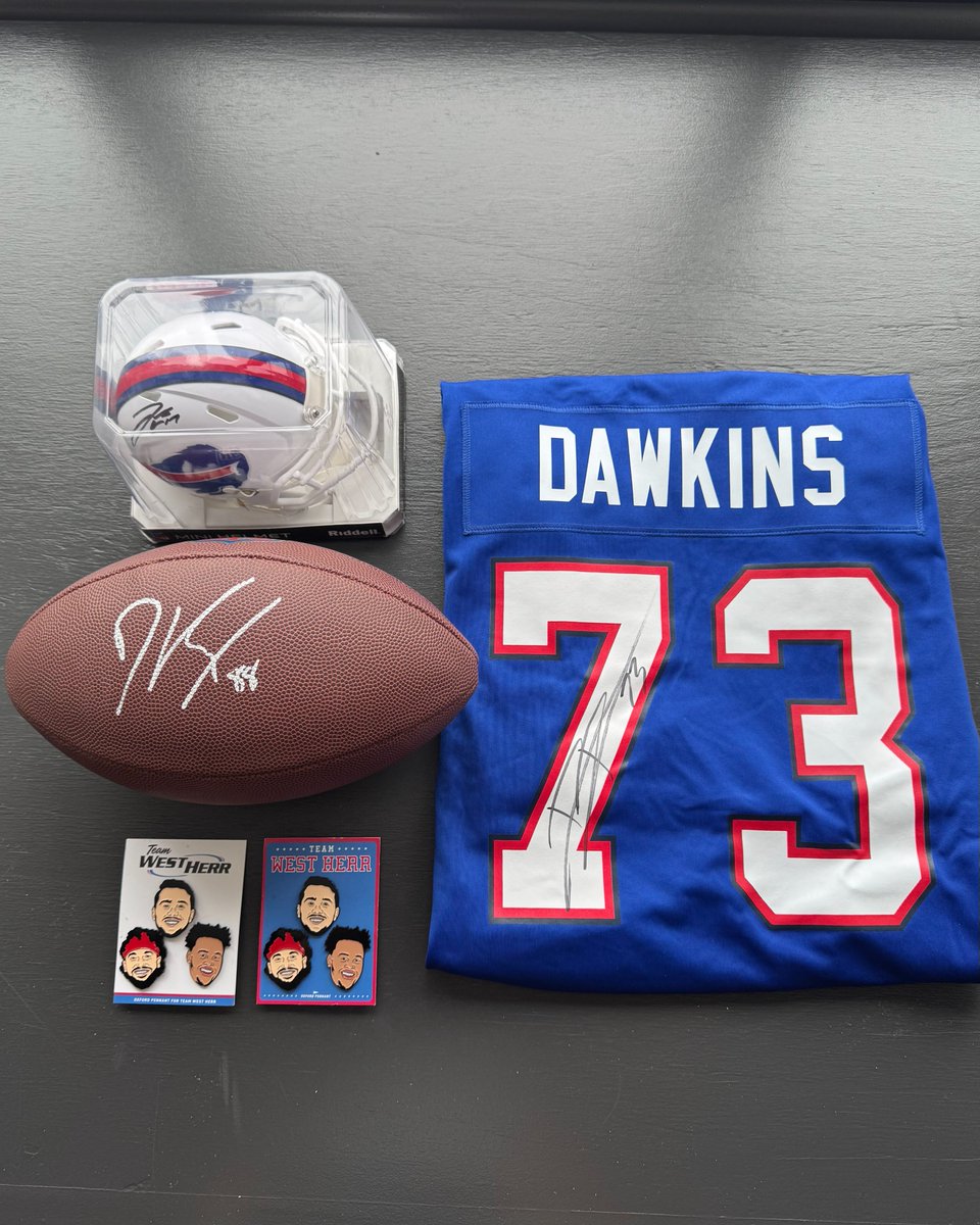 West Herr Auto Group (@westherr) on Twitter photo 🚨 Announcement 🚨 - To thank the fans for another season, we are giving away a #TeamWestHerr prize pack! ONE lucky winner will receive a signed <a href="/dawson_knox/">Dawson Knox</a> football, signed <a href="/DDawkins66/">Dion Dawkins</a> jersey, signed <a href="/JoshAllenQB/">Josh Allen</a> mini helmet, and two exclusive #TeamWestHerr pin sets! 🏈
To 🚨 Announcement 🚨 - To thank the fans for another season, we are giving away a #TeamWestHerr prize pack! ONE lucky winner will receive a signed <a href="/dawson_knox/">Dawson Knox</a> football, signed <a href="/DDawkins66/">Dion Dawkins</a> jersey, signed <a href="/JoshAllenQB/">Josh Allen</a> mini helmet, and two exclusive #TeamWestHerr pin sets! 🏈
To