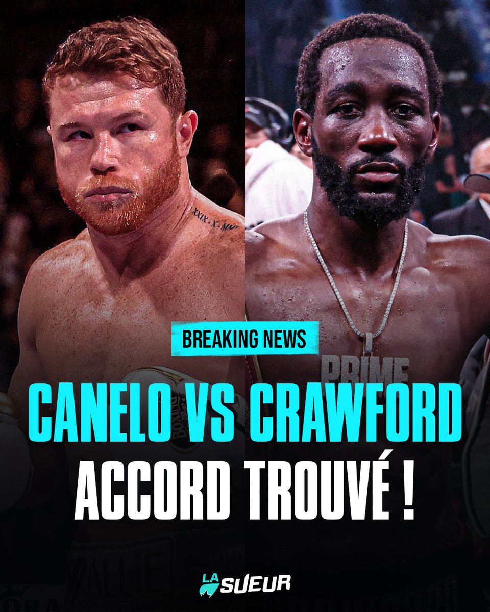 🚨 Un accord aurait été trouvé entre Canelo Álvarez et Terence Crawford ! 

Le combat devrait avoir lieu en septembre à Las Vegas. 🥊

(via Ring Magazine)
