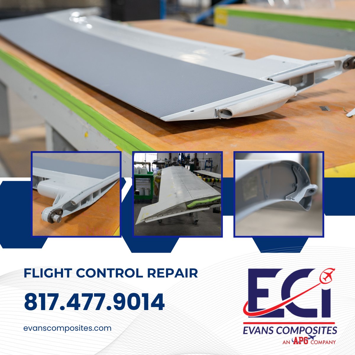 EvansComposites's tweet photo. We can handle any of your flight control repair needs! Re-core &amp; Re-skin services are among our specialties. Reach out to us today and let's get your objectives accomplished! https://t.co/LMsHfzLnWg