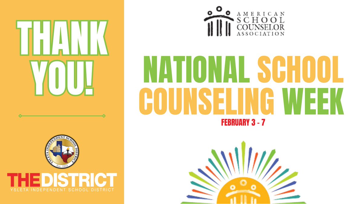 🎉 Happy National School Counselor Week! 🌟 THANK YOU to our amazing school counselors for your support and guidance. Your commitment to our students' success makes all the difference! 💙📚 #NationalSchoolCounselorWeek #ThankYouCounselors #THEDISTRICTofChampions