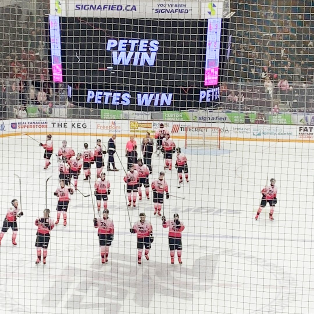 Such an honour to be part of the annual Pink in the Rink game this past Saturday to raise awareness and support those affected by cancer. Way to go Petes! Congrats on the shoot-out WIN! #FightFiresNotCancer