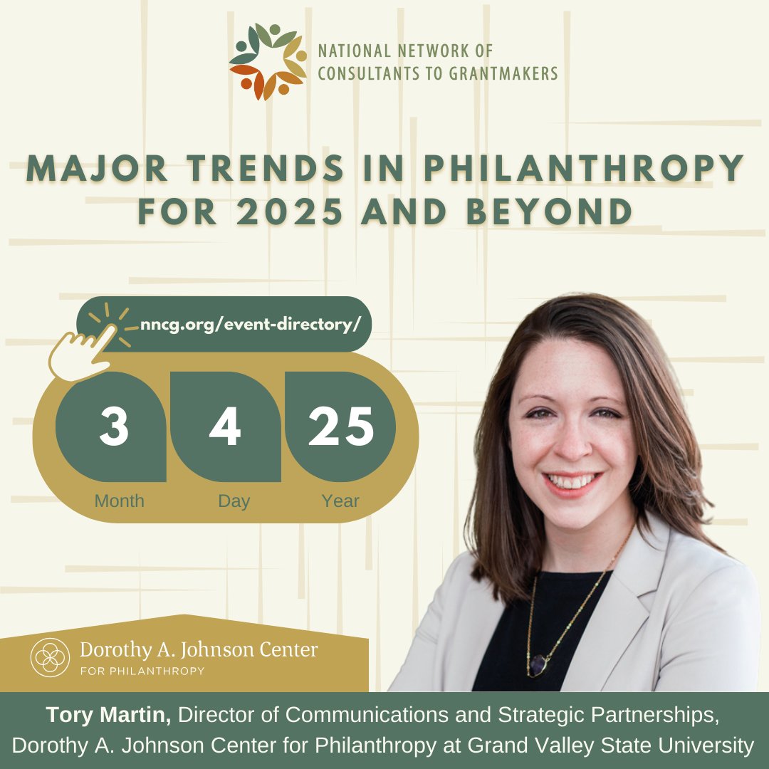 Join us from 1 to 2 p.m. EST on March 4 for our webinar, “Major Trends in Philanthropy for 2025 and Beyond” with Tory Martin from the Dorothy A. Johnson Center for Philanthropy. 💻✨

🔗 Learn more and register: nncg.org/event-directory