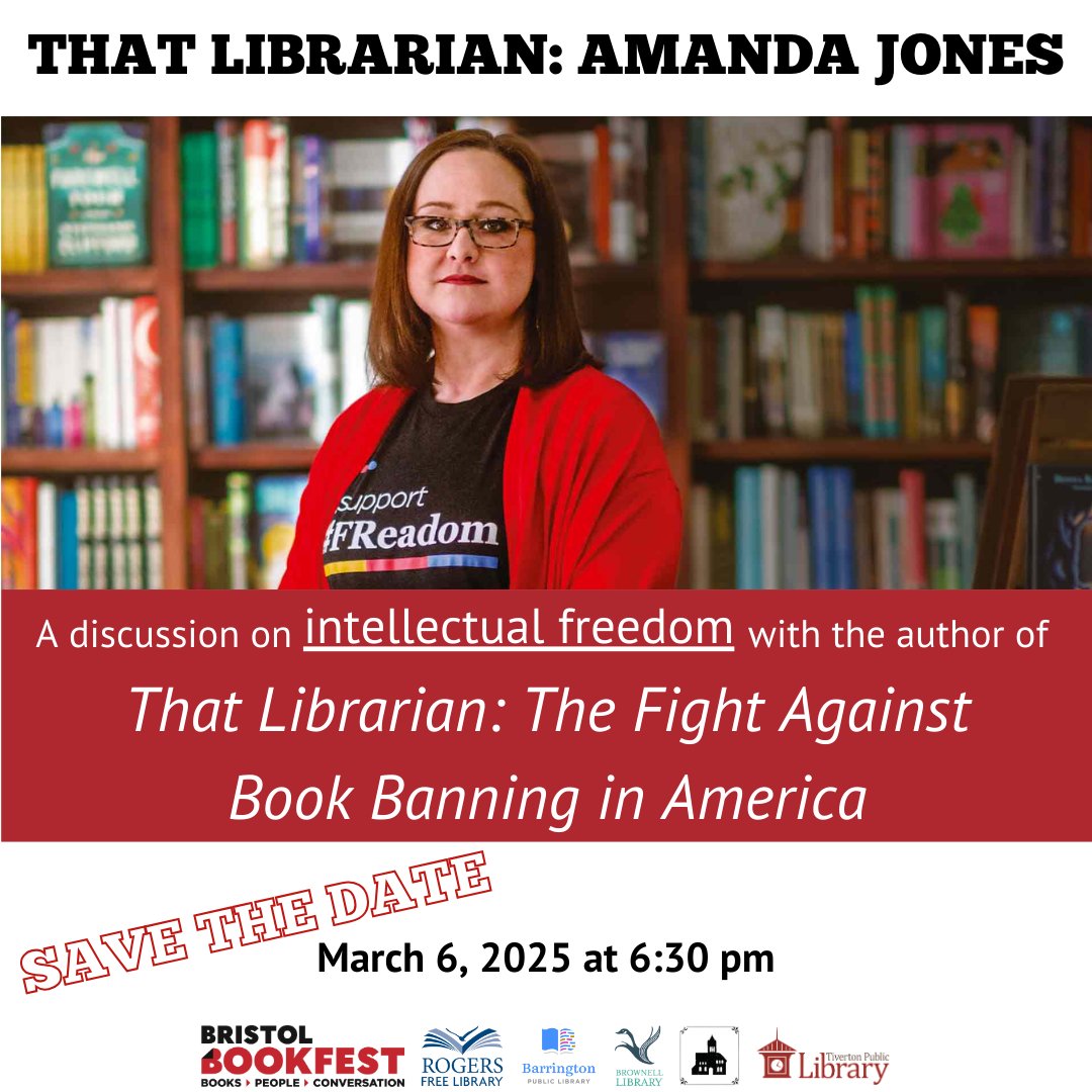 Five Libraries in the East Bay to Host an Evening with 'That Librarian,' Amanda Jones

Thursday, March 6 at 6:30 pm. Registration is required: rogersfreelibrary.libcal.com/calendar/progr…