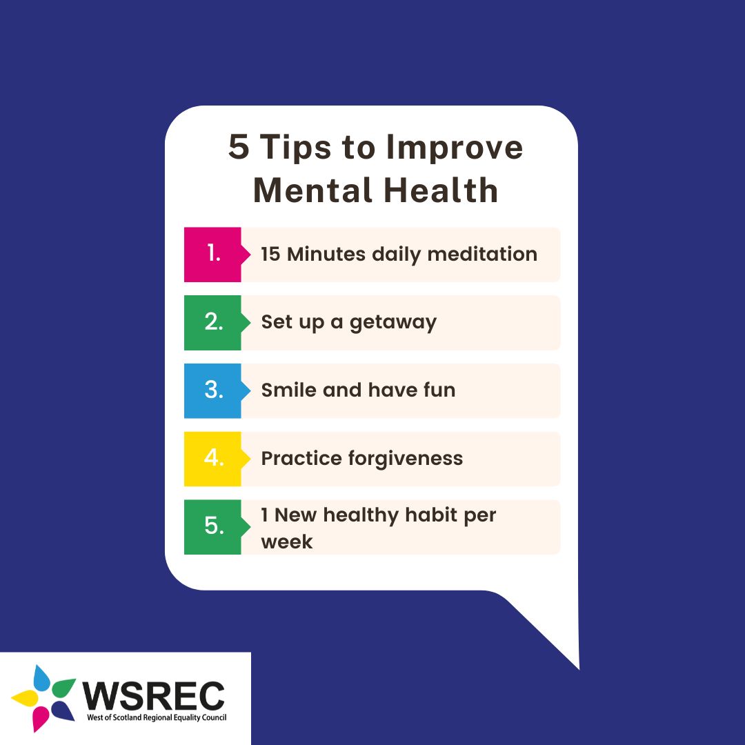 Ready to improve your mental health? 

Try these 5 tips to help you 

#MentalHealthMatters