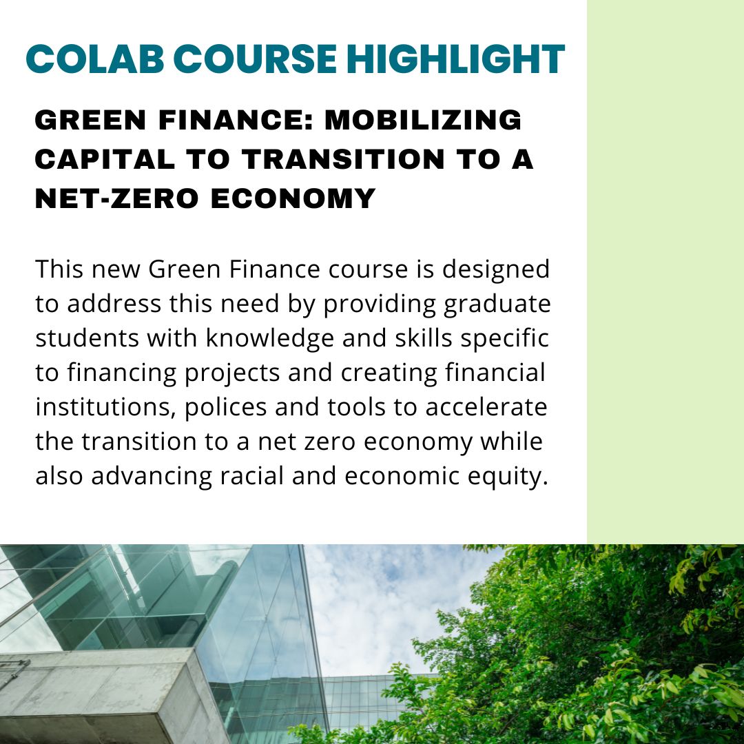 MITCoLab's tweet image. CoLab is excited to highlight 'Green Finance: Mobilizing Capital to Transition to a Net-Zero Economy', taught by Katrin Kaeufer & Karl Seidman this spring! Through this work, we continue to support research and learning that advances climate justice and economic equity.