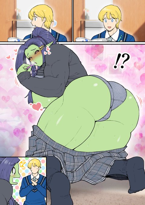 オーク×騎士(現代学生バージョン 2)
Female Orc and Male Knight (Contemporary student version. 2) 