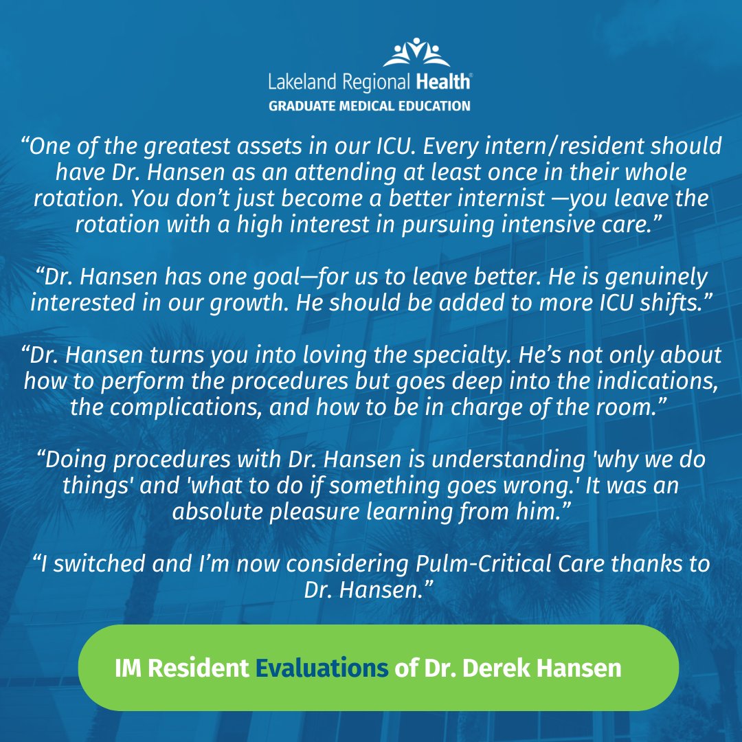 LRHGME_IM's tweet image. &quot;You don’t just become a better internist, you leave wanting to be an intensivist.&quot; 🩺✨ Huge shout-out to Dr. Derek Hansen for his impact on our residents! 

#FacultyHighlight #MedicalMentorship #Match2025 #InternalMedicine #ICU #MedEd #PulmCrit