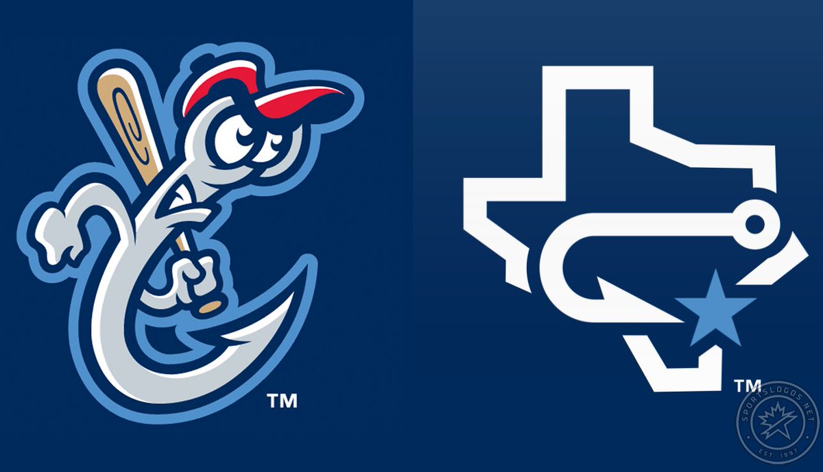 sportslogosnet's tweet photo. The Corpus Christi Hooks revealed a new logo and uniform set over the weekend, replacing the logo on the left for the one on the right. It's a fine design, but a damn shame we're losing such a fun, classic Minor League Baseball logo for it.

Story: https://t.co/ahYXjqkpas https://t.co/5YhWulQ4CG