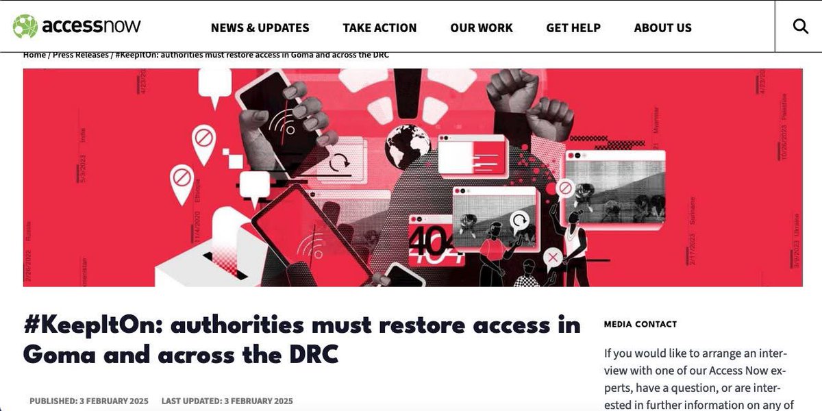 #KeepItOn

The DRC government is called to stop disrupting connectivity in the DRC and must restore full access in #Goma and across the #DRC.

Read full statement : accessnow.org/press-release/…