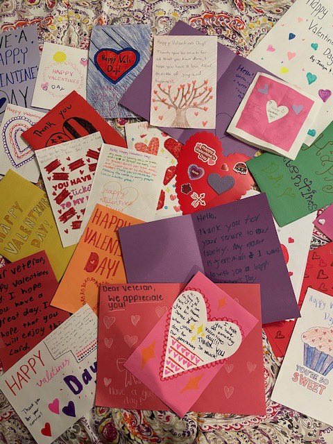 Thank you for protecting our country!  This was one of the many messages written by Westside Middle School homeroom students who created valentines for our veterans.  The cards are displayed at the Omaha VA Medical Center.
