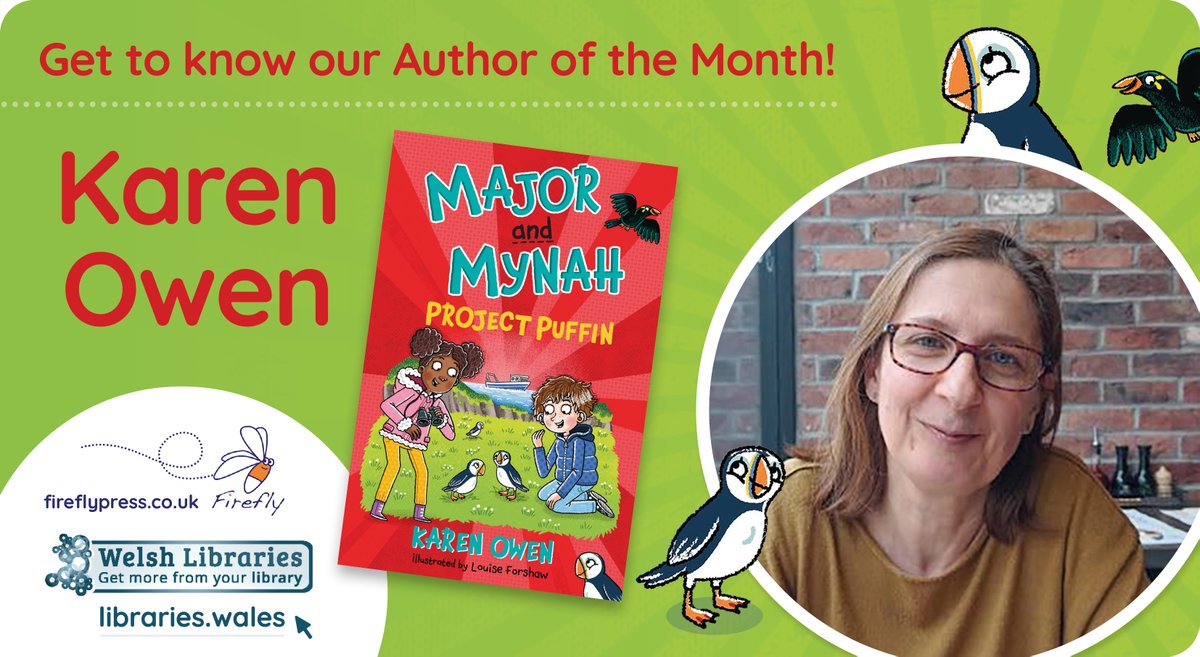 Our Author of the Month is Karen Owen!
Her fourth Major and Mynah adventure is Project Puffin and perfect for readers aged 6+
What suggestions does Karen have to encourage children &amp; young people to read more? Read our interview with the author! 👉
libraries.wales/aotm/karen-owe…