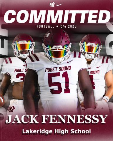Jack Fennessy (@_jackfennessy_) on Twitter photo I’m excited to announce my commitment to play football at Puget Sound! Thank you to my teammates, coaches, and family who have supported me and UPS for the opportunity! Go Loggers!
<a href="/P_S_football/">Puget Sound Football</a> <a href="/jeffthomas4/">Jeff Thomas</a> <a href="/LOGGER_LBCOACH/">UPS Loggers Coach Jeff Schmidt</a> <a href="/CoachSpencerP/">Spencer Phillips</a> <a href="/CoachArtC/">Art Cabalin</a> I’m excited to announce my commitment to play football at Puget Sound! Thank you to my teammates, coaches, and family who have supported me and UPS for the opportunity! Go Loggers!
<a href="/P_S_football/">Puget Sound Football</a> <a href="/jeffthomas4/">Jeff Thomas</a> <a href="/LOGGER_LBCOACH/">UPS Loggers Coach Jeff Schmidt</a> <a href="/CoachSpencerP/">Spencer Phillips</a> <a href="/CoachArtC/">Art Cabalin</a>