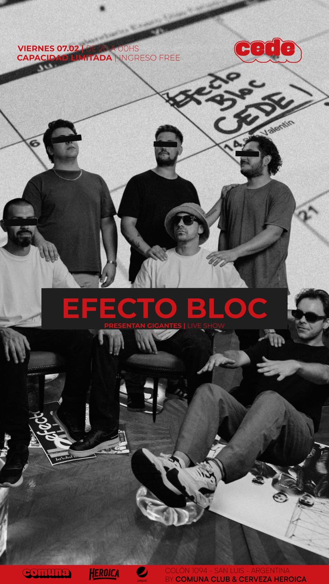 ESTE VIERNES
Volvemos despues de 5 años y presentamos "Gigantes"

22 Hs en Cede 
Entrada Gratis
Capacidad limitada