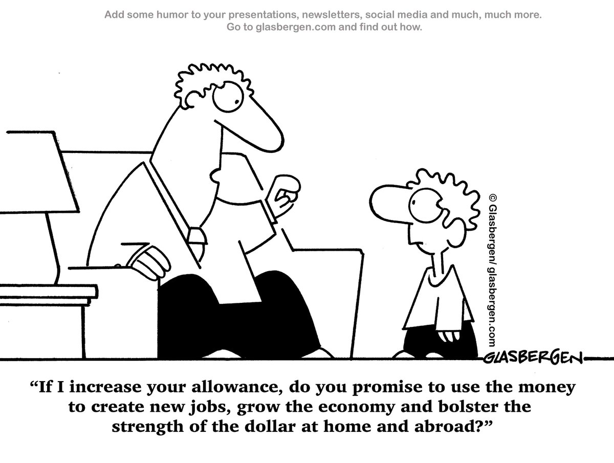 RGlasbergen's tweet photo. Add some humor to your presentations, newsletters, social media and much, much more. Go to https://t.co/Wa1jAnx20q and find out how.
#economy #money #dollar #allowance #CopyrightedMaterial #cartoonoftheday https://t.co/od61KEluYE