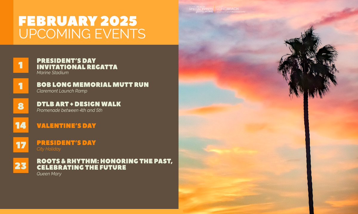 February Special Event Highlights! 
To stay up to date on what's happening throughout the City, subscribe to the Go Long Beach Newsletter:
longbeach.gov/newsletter